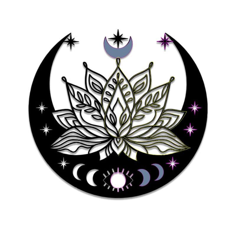 Lotus Moon Mandala Wall Art Vector for Laser Cutting