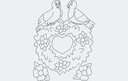 Love Birds and Heart Wreath Vector Design for CNC DXF