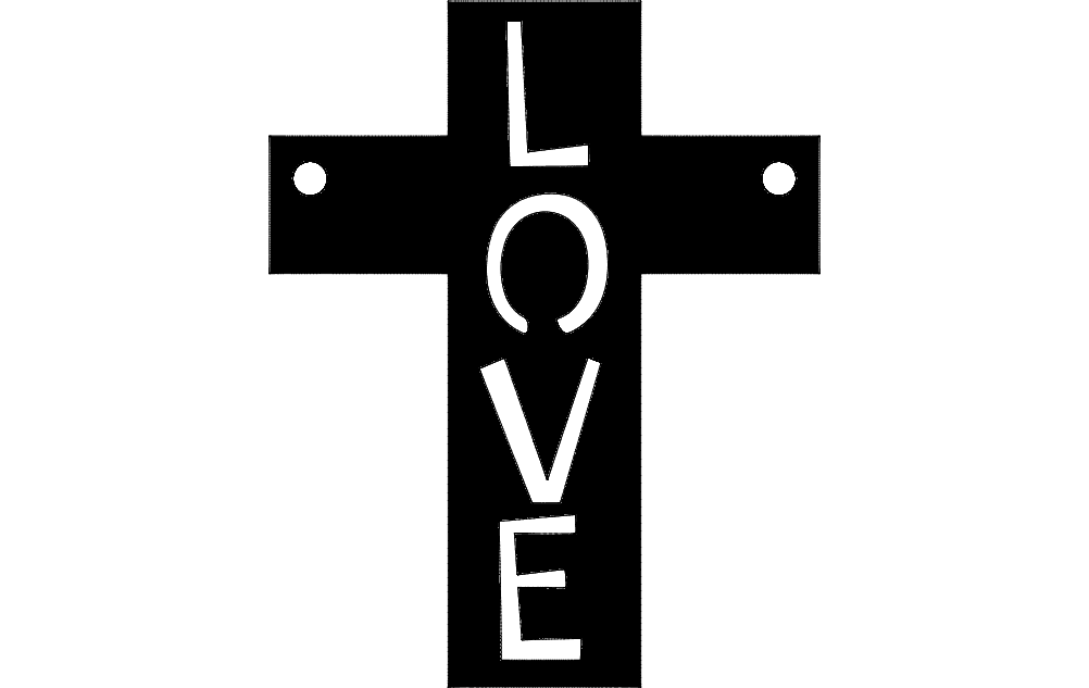Love Cross Wall Decor Laser Cut Vector DXF File