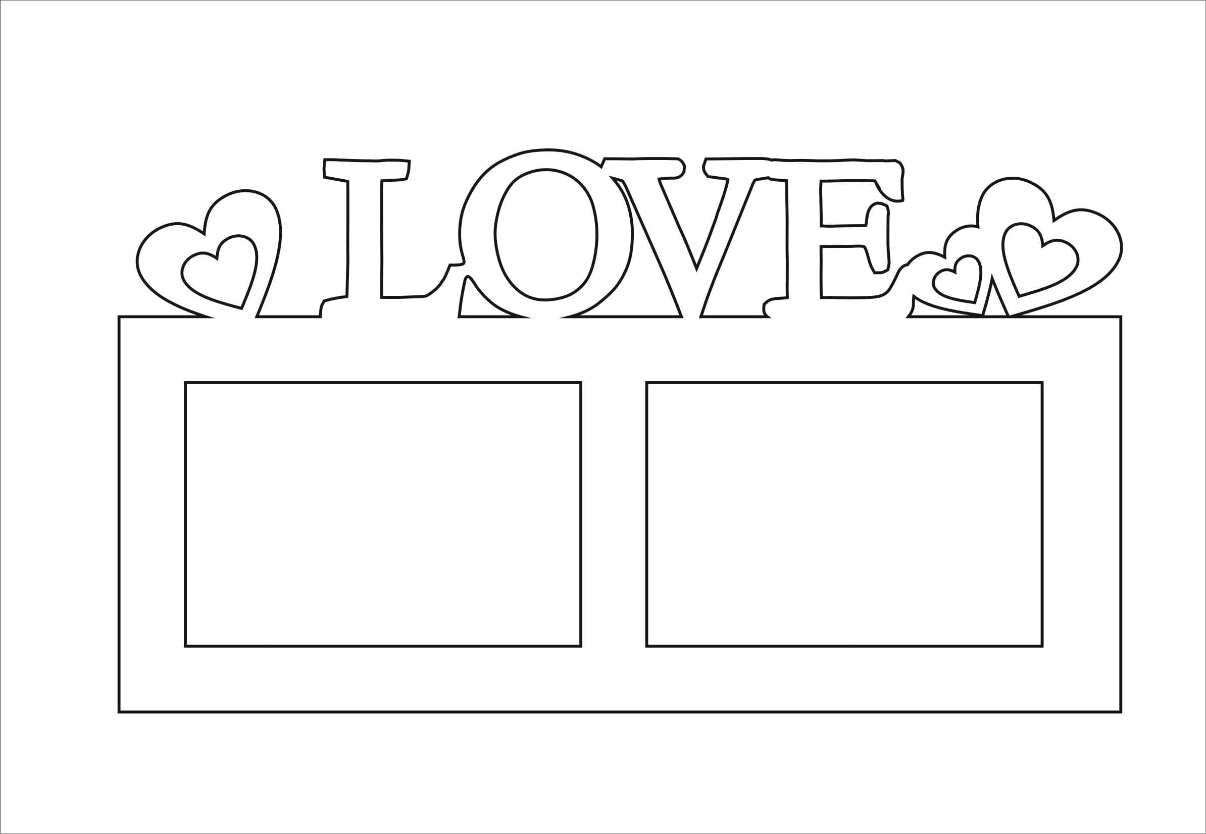 Love Double Photo Frame Laser Cut Vector File