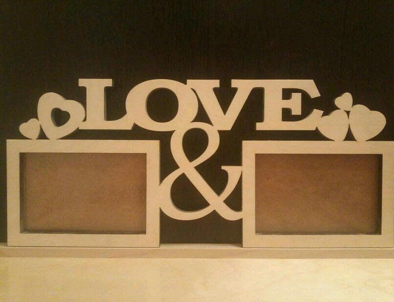 Love & Hearts Double Photo Frame Laser Cut Vector File