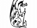 Archivo Vectorial de Dragón Majestuoso con Hacha para CNC DXF
