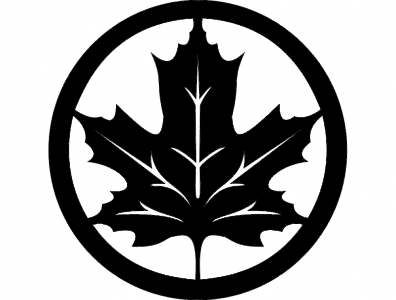 Maple Leaf Circle Vector Design for Laser Cutting DXF