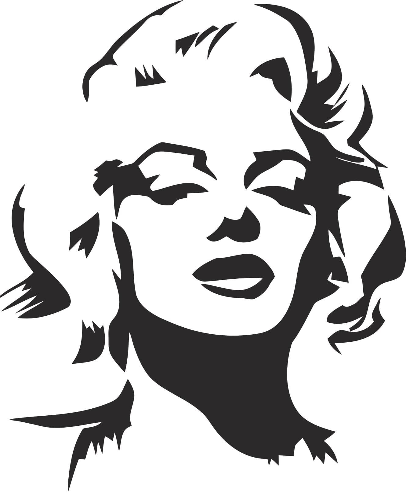 Marilyn Monroe Stencil Vector Silhouette for Laser Cutting