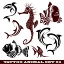 Conjunto de Vectores Estilo Tatuaje Vida Marina - Gratis