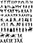 Conjunto de Vectores de Siluetas de Artes Marciales y Guerreros