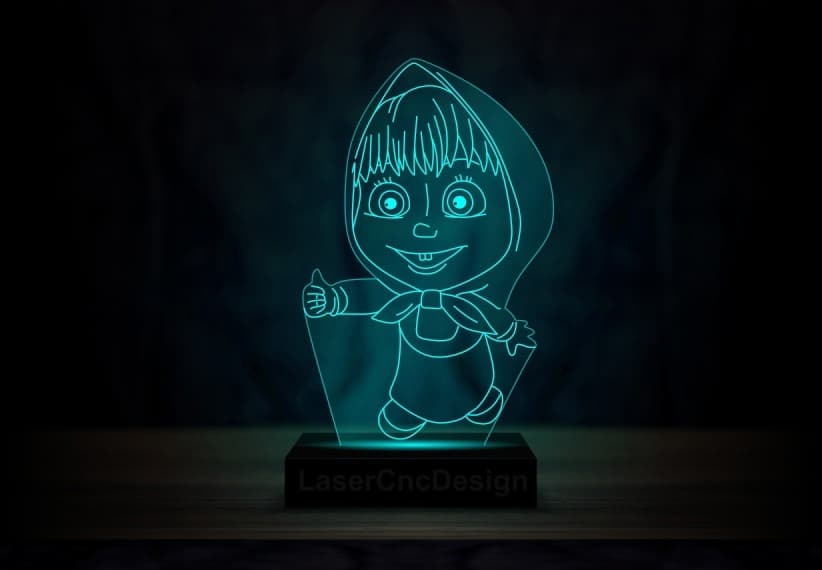 Masha 3D Illusion Lamp Vector Design for Laser Cutting DXF