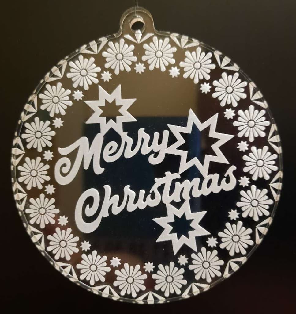 Merry Christmas Ornament Floral Border SVG File for Laser Cutting