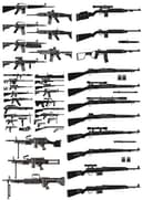 Colección de Vectores de Siluetas de Armas Militares para CNC