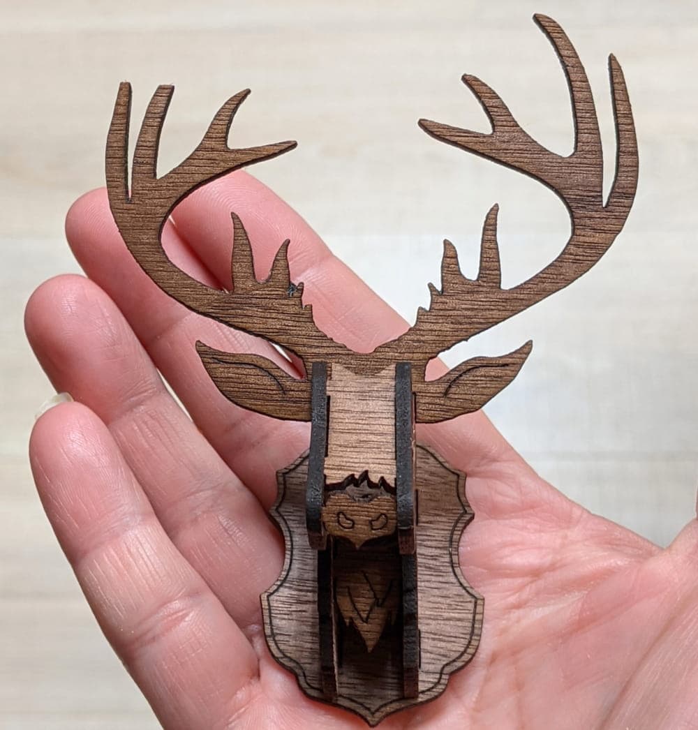 Miniature 3D Deer Head Laser Cut Vector File SVG