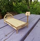 Miniature Dollhouse Bed and Floor Lamp Laser Cut Vector File