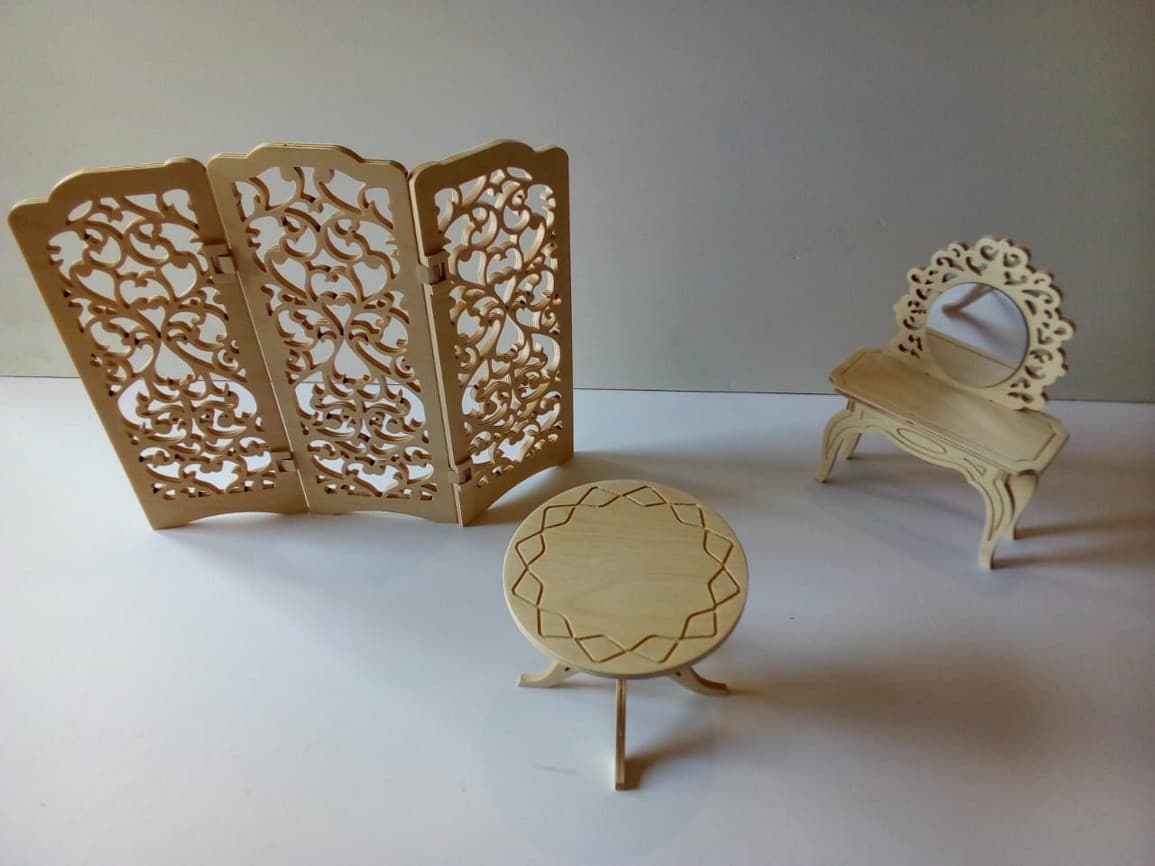 Miniature Dollhouse Furniture Set DXF Vector for Laser Cutting