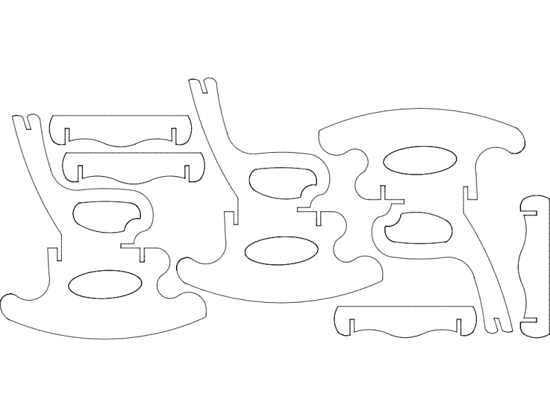 Miniature Rocking Chair Vector Plan for Laser Cutting DXF