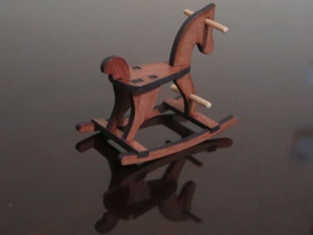 Miniature Rocking Horse 3D Puzzle Vector DXF File