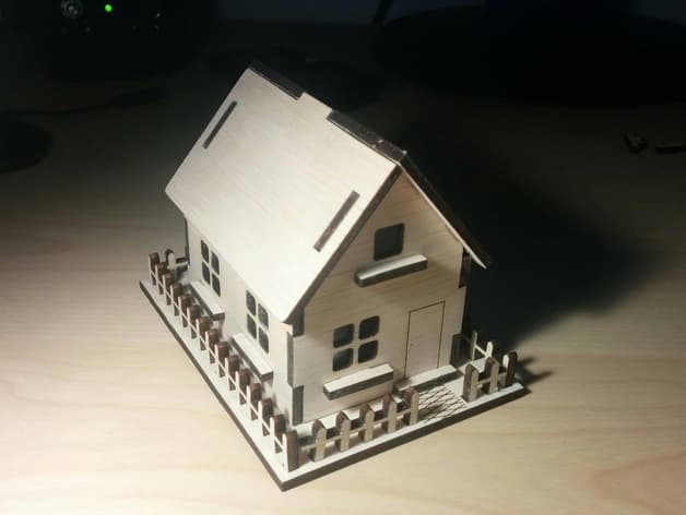 Miniature Wooden House 3D Puzzle Laser Cut Vector File