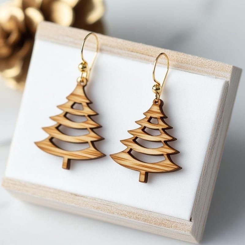 Minimalist Christmas Tree Earrings Vector File for Laser Cutting