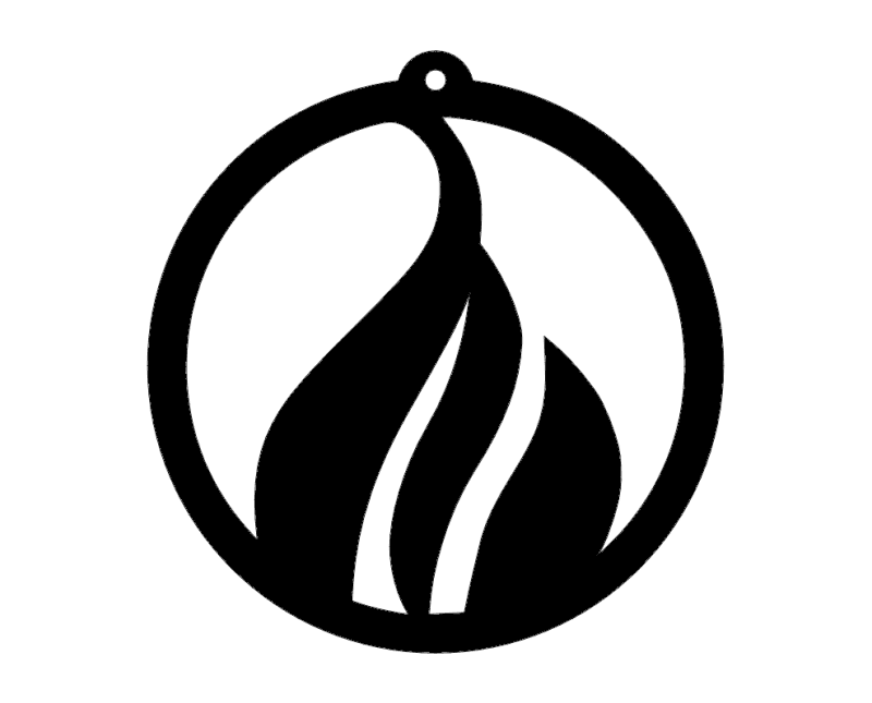Minimalist Flame Pendant Vector File for Laser Cutting DXF