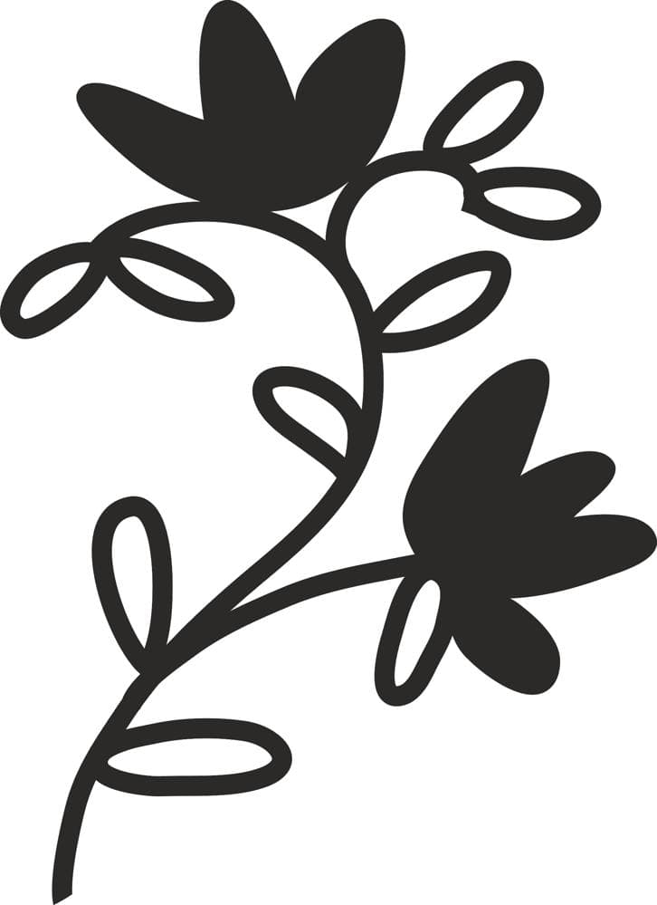 Minimalist Floral Branch Vector Silhouette DXF File