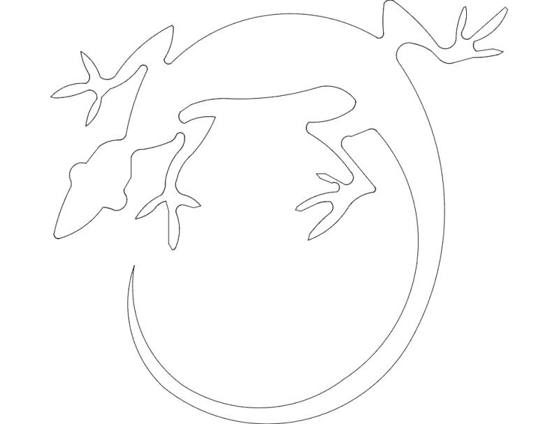 Minimalist Lizard Silhouette Vector Laser Cut File (DXF)