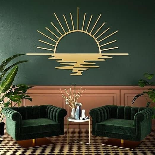 Minimalist Sun Reflection Wall Art Vector File for Laser Cutting