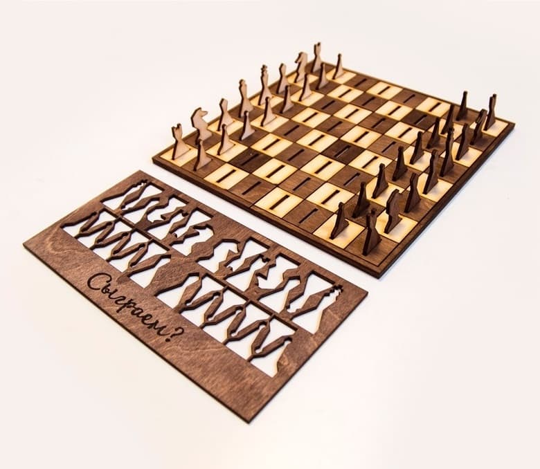 Minimalist Wooden Chess Set Laser Cut Vector Plan