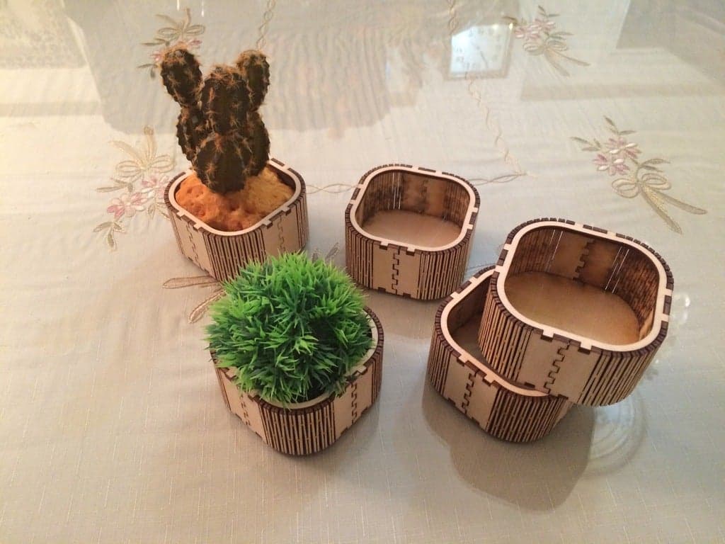 Minimalist Wooden Mini Planter Box Vector DXF File