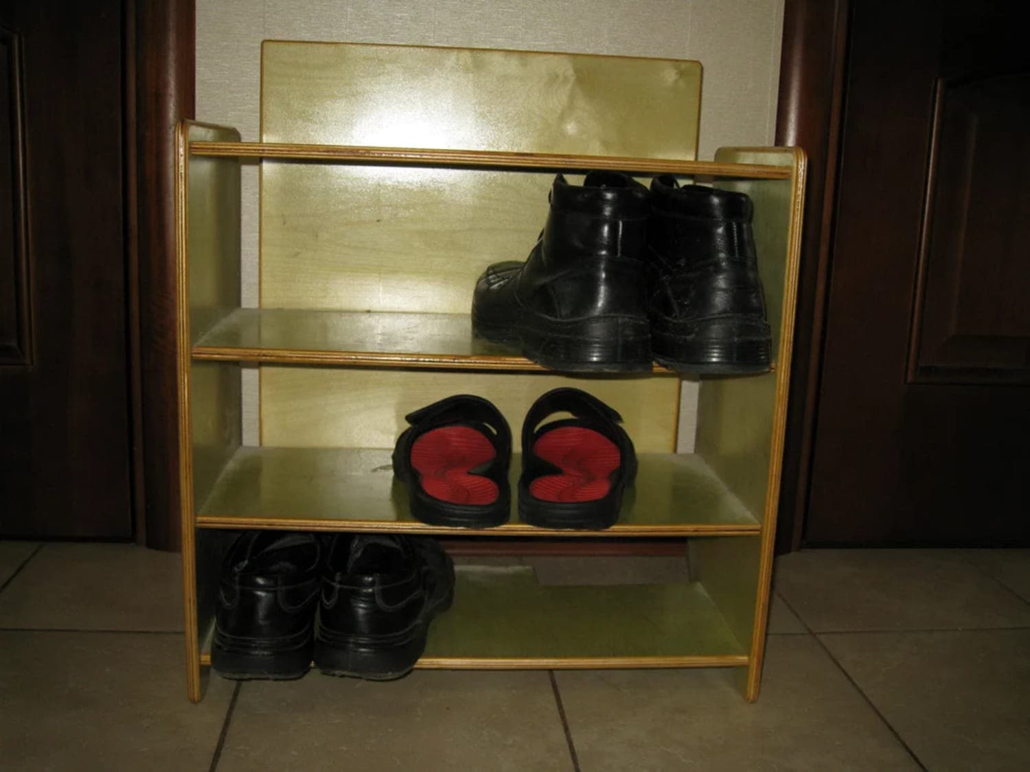 Minimalist Wooden Shoe Rack Laser Cut Vector DXF File