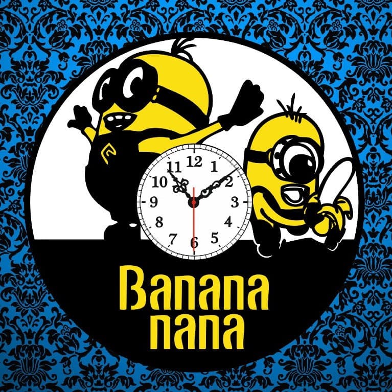 Minions Banana Wall Clock Laser Cut Vector File
