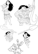 Vector de Personajes Moana y Maui para Corte Láser