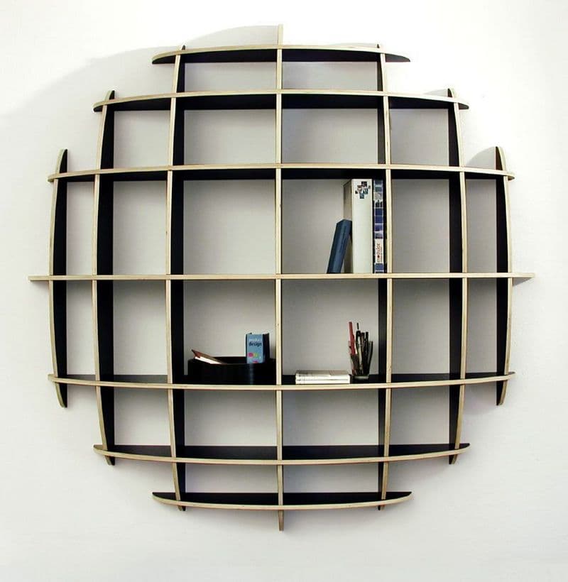 Modern Circular Grid Wall Shelf Free Vector File for Laser Cutting