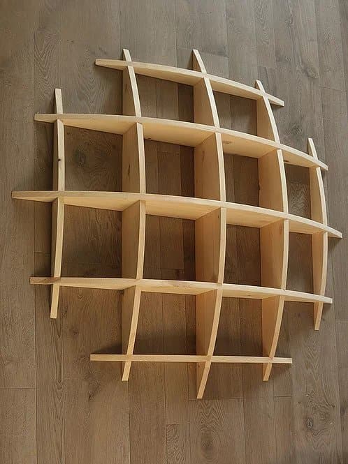 Modern Curvy Grid Wall Shelf Laser Cut Vector File