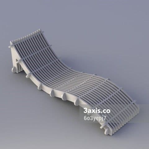 Modern Ergonomic Slat Lounge Chair Vector Plan DXF