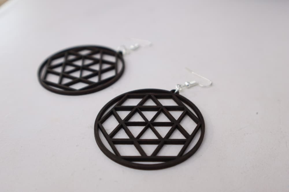 Modern Geometric Circle Earrings Laser Cut Vector DXF File