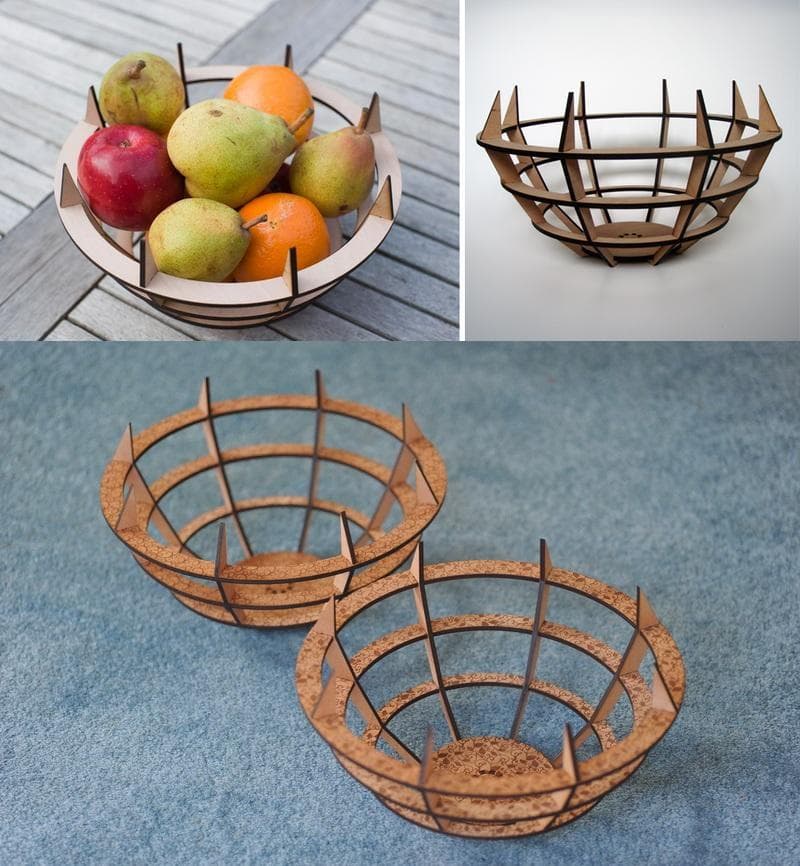 Modern Geometric Fruit Bowl Laser Cut Vector Plan