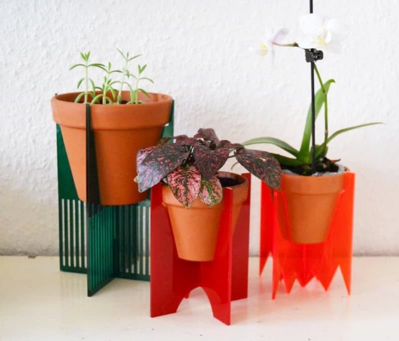 Suportes para Plantas Geométricos em Vetor para Corte a Laser