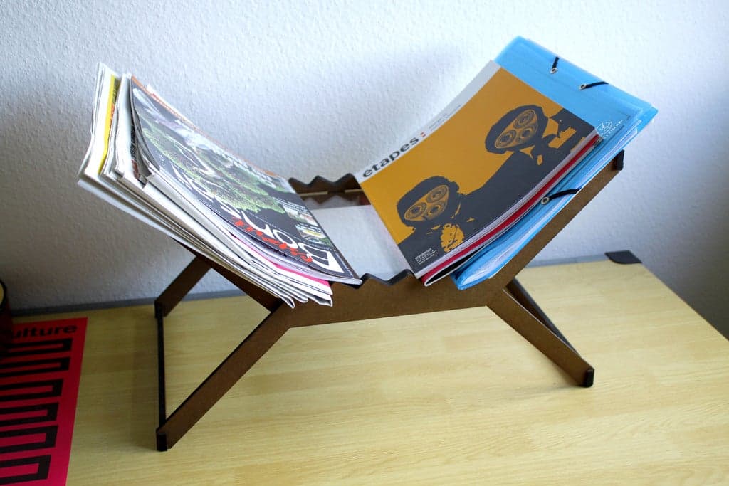 Modern Laser Cut Magazine Rack Vector Design DXF File