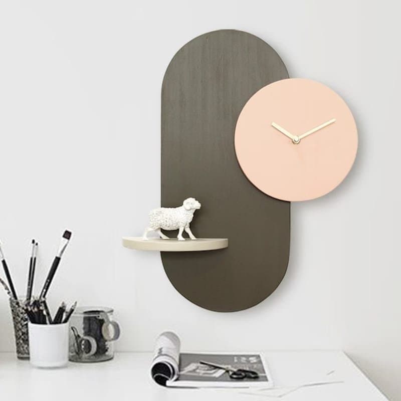 Reloj de Pared Minimalista Moderno con Estante Vector Laser Cut