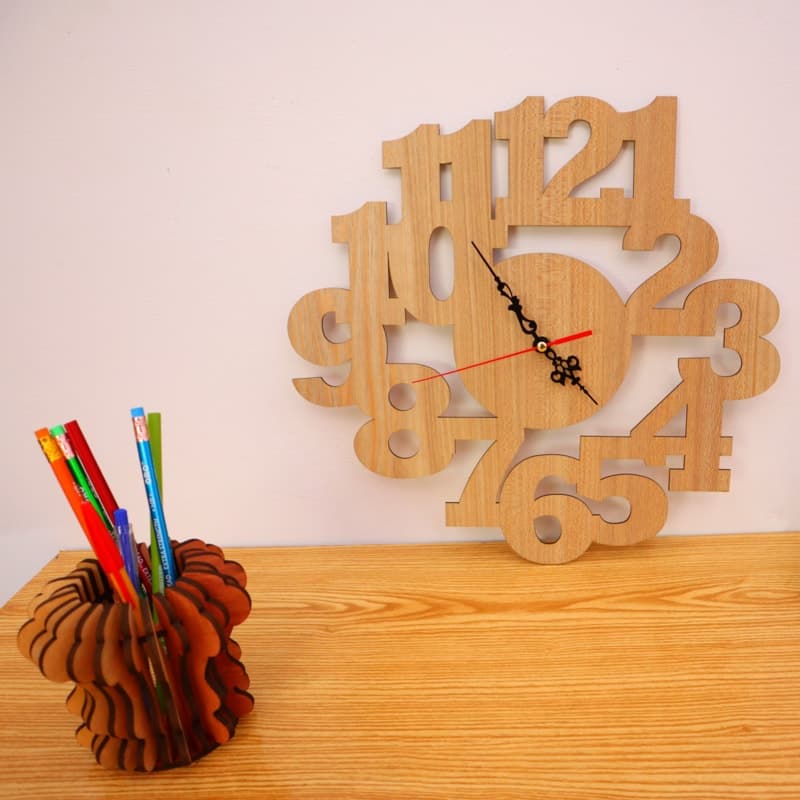 Modern Numerical Wall Clock Vector Design for Laser Cutting DXF