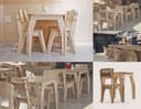 Modern Plywood Cafe Furniture Set Table and Chairs DXF Vector File