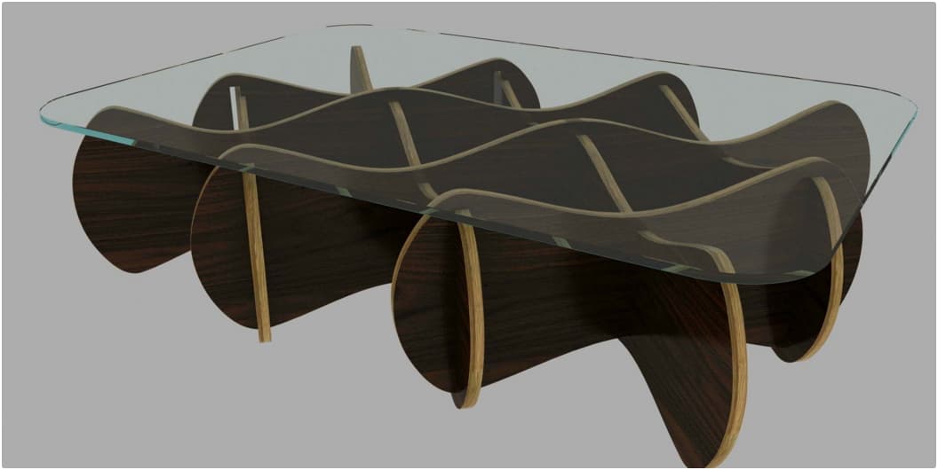 Modern Wave Coffee Table DXF Vector File for Laser Cutting