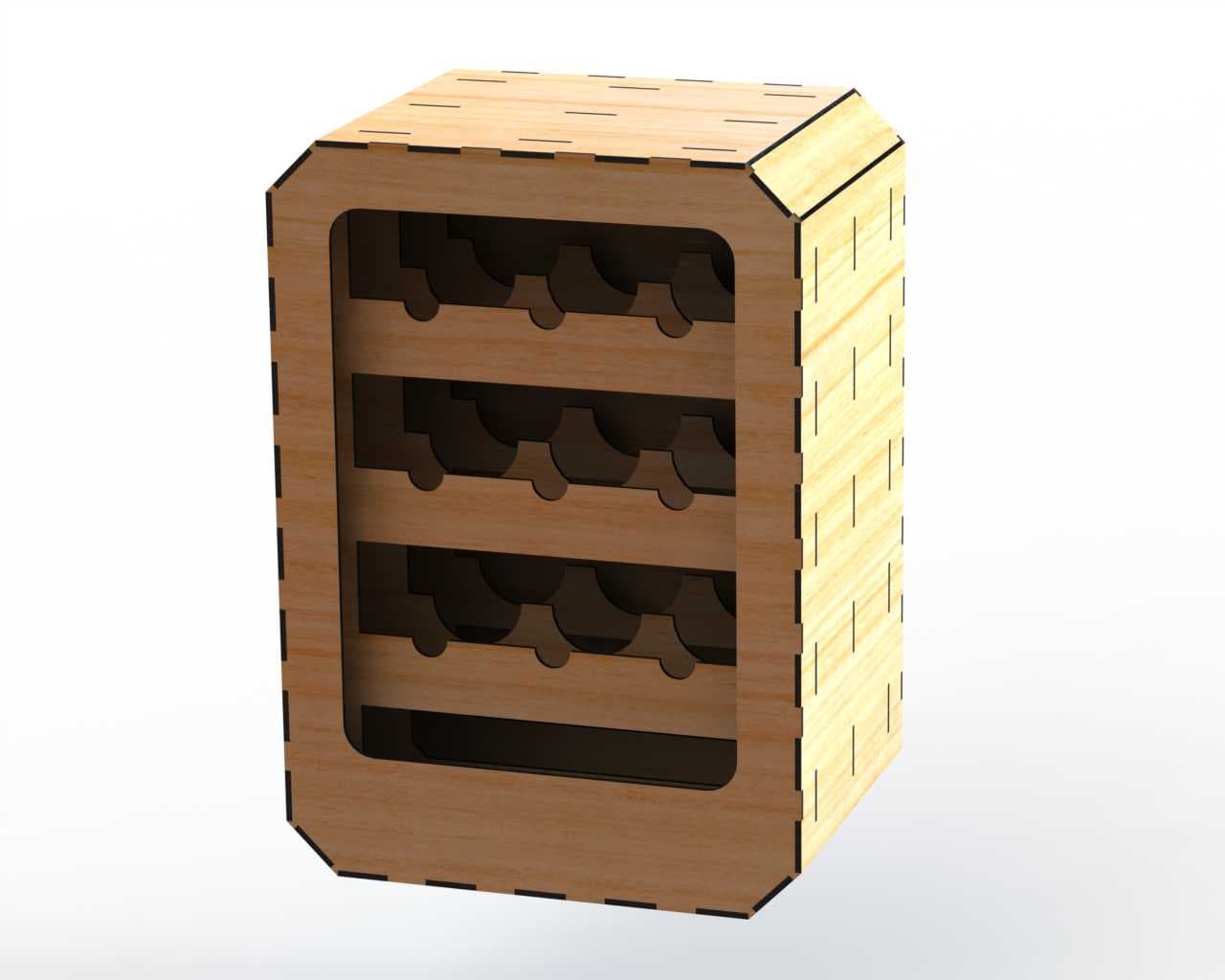 Modern Wooden Wine Rack Storage DXF Vector File for Laser Cutting
