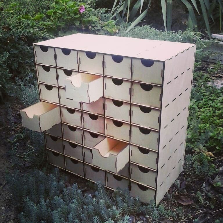 Modular Multi-Drawer Storage Cabinet Laser Cut Vector Plan