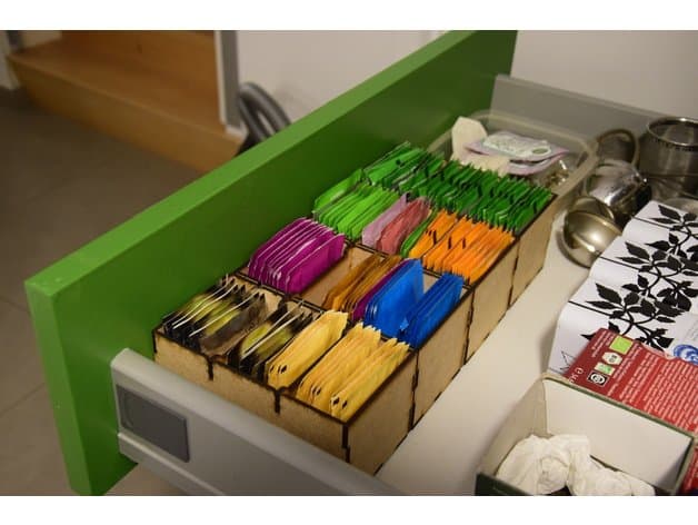 Modular Tea Bag Organizer Tray Laser Cut File (SVG)