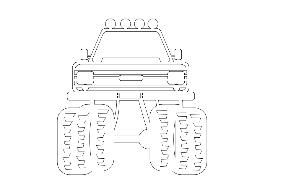 Monster Truck Front View Vector File for Laser Cutting DXF