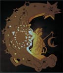 Archivo Vectorial de Lámpara de Luna y Ángel para Corte Láser