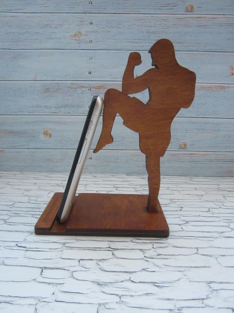 Muay Thai Boxer Phone Stand Laser Cut Vector File