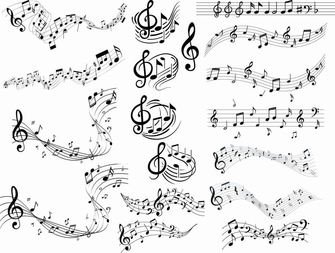 Music Notes Musical Staff Vector Set for Laser Cutting DXF