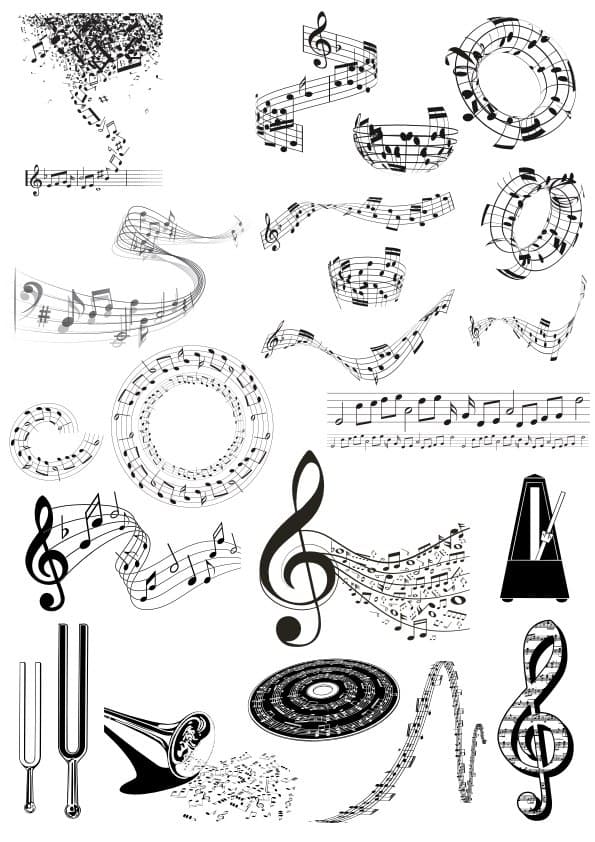 Musical Notes and Elements Vector Set for Laser Cutting