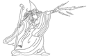 Mythical Wizard Casting Lightning DXF Vector File