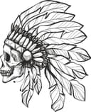 Vector de Calavera con Tocado Nativo Americano para Corte Láser